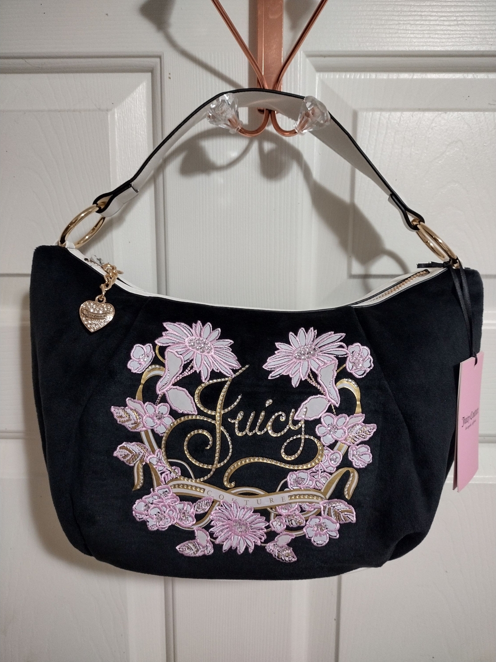 Juicy Couture Velvet In Bloom Liquorice Hobo Bag 🆕